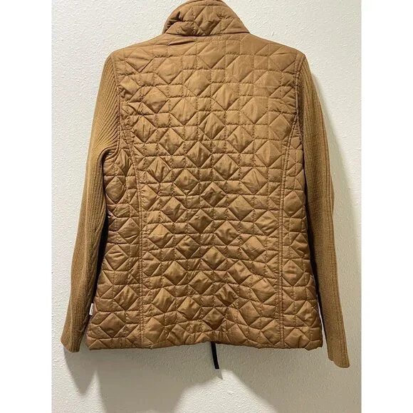 G.H. Bass & Co. Women’s Quilted Jacket Size L Brown Ribbed Sleeves Zip Up - Picture 10 of 16